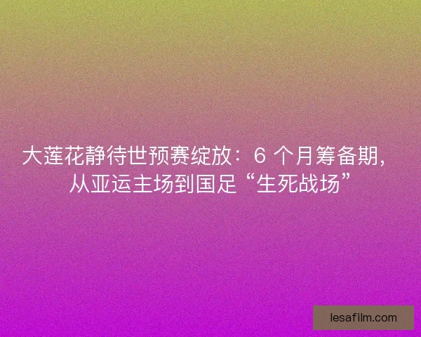 大莲花静待世预赛绽放：6 个月筹备期，从亚运主场到国足 “生死战场”